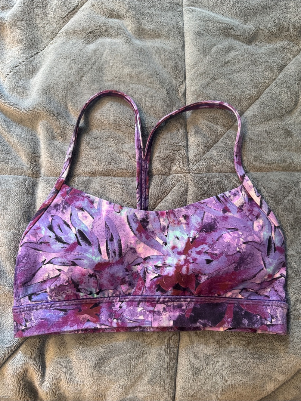 lululemon athletica Purple Floral Strappy Sports Bra